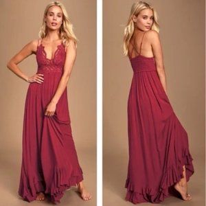 NWT Free People Adella Maxi Dress in Cranberry